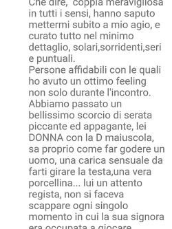 Il mio annuncio è i feedback delle coppie che ho incontrato.