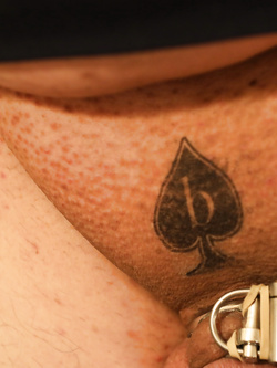 Beta Dicklette with a Big Beta Tattoo