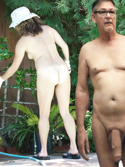 Ric & Randi nude gardening