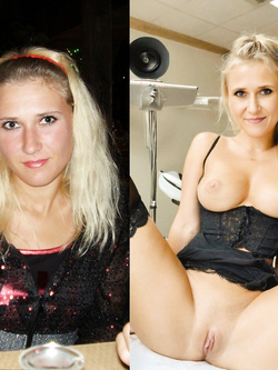 beautiful blonde wife Ksenia before and after